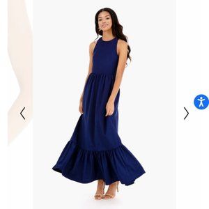 Navy Blue Full Length Whit Dress from Tuckernuck